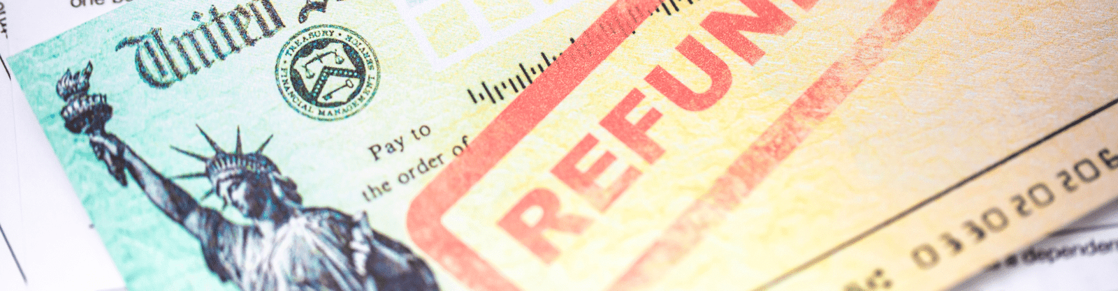 Close-up of a U.S. Treasury refund check symbolizing ERC refund claims