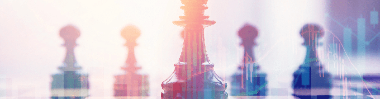 Strategic chess pieces with overlay of financial graphs, symbolizing tax planning, business strategy, and decision-making in a competitive environment.